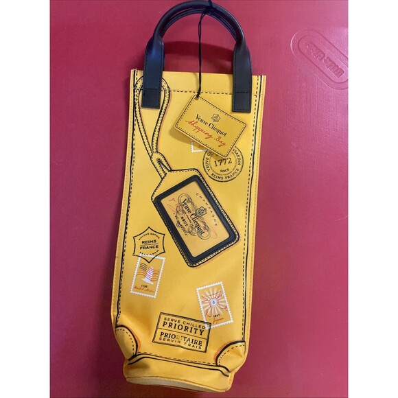 Veuve Clicquot Champagne Bag Orange Insulated Bottle Tote Travel Stamps - Picture 1 of 7